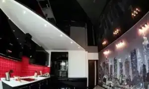 Черный потолок на кухне: плюсы, минусы и варианты дизайна. Черный натяжной потолок.