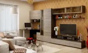 Идеи дизайна гостиной с компьютерным столом. Комната с компьютером.