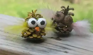 Делаем сову из шишек для детского сада. Сова из шишек.