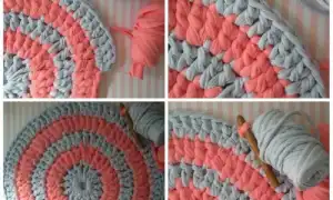 Вязание ковриков (половиков) крючком из тряпок, старых вещей. Вязаные коврики крючком.