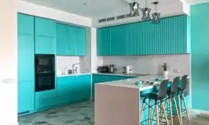 Бирюзовая кухня: 60 фото в интерьере, идеи дизайна. Бирюзовая кухня в интерьере.
