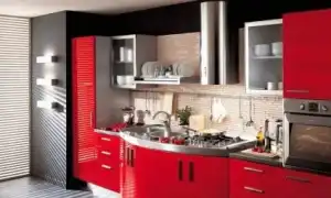 Дизайн красно-черной кухни (реальные фото)