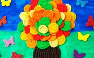 Осеннее дерево в технике пластилинография