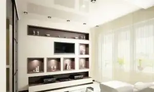 Дизайн интерьера гостиной: оформление ниши из гипсокартона