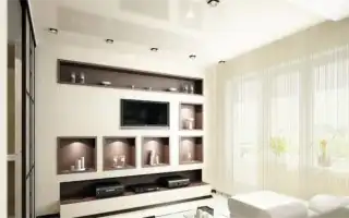 Дизайн интерьера гостиной: оформление ниши из гипсокартона