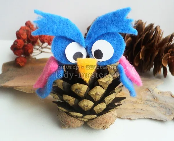 Делаем сову из шишек для детского сада. Сова из шишек. 4