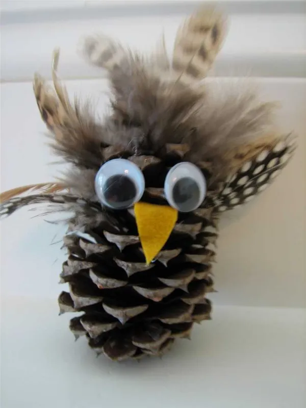 Делаем сову из шишек для детского сада. Сова из шишек. 21