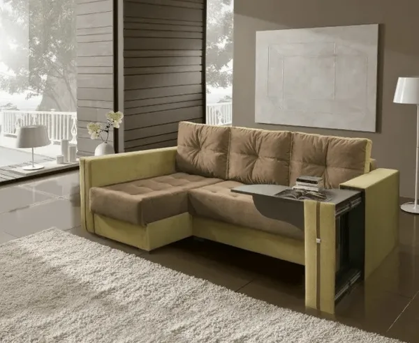 Диван со столиком в подлокотнике — виды моделей. Диван со столиком в подлокотнике. 7