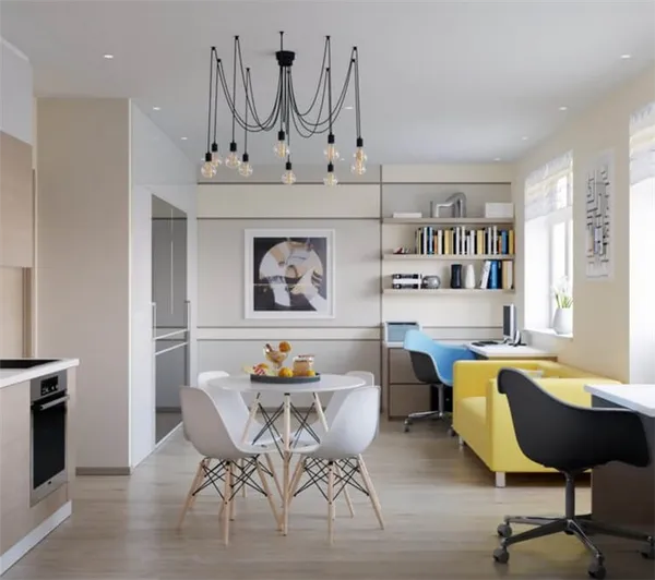 100 фото идей для кухни-гостиной 20 кв. м. с диваном. Дизайн студии 20 кв м с кухней. 14