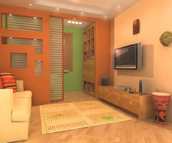 Рабочий стол у окна в гостиной