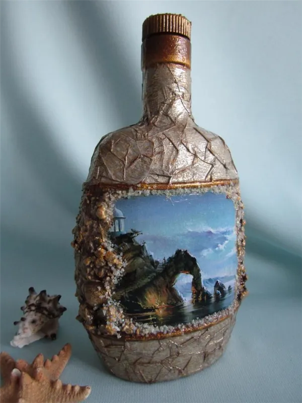 10 идей, как сделать декупаж бутылки своими руками. Декупаж бутылок своими руками. 5