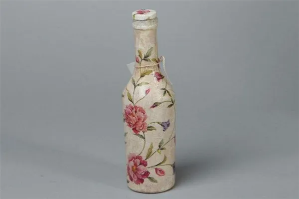 Прямой декупаж бутылки - фото и идеи