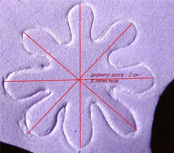 Благодаря заранее подготовленному шаблону можно сделать васильки одинаковых размеров 