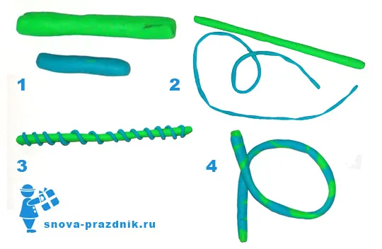 Змея из пластилина для детей. Змея — лепка из пластилина. Как сделать эту красивую композицию. Змея из пластилина. 39