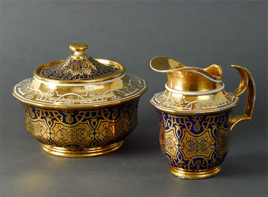 ИФЗ Сахарница и молочник золотая роспись