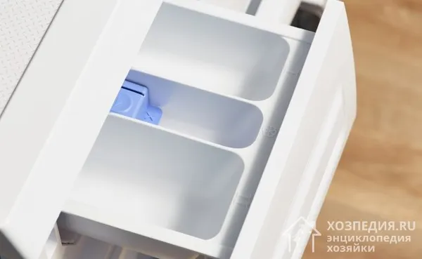 Лоток имеет три отсека, которые обозначаются римскими (или арабскими) цифрами или буквами. Отделение для кондиционера может маркироваться звездочкой или цветком