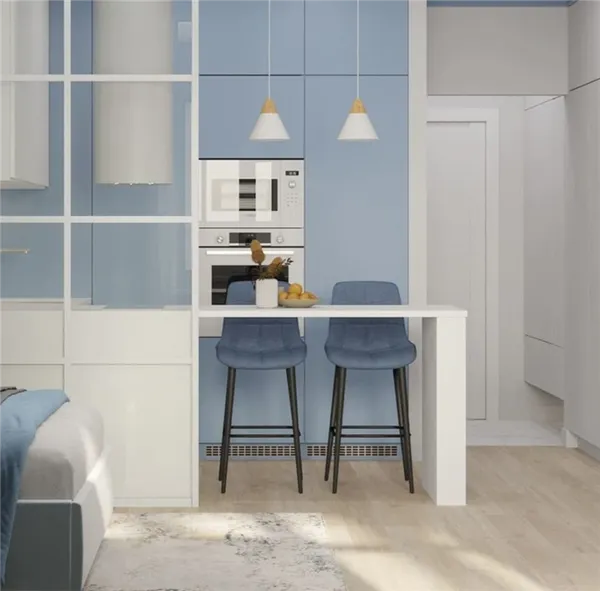 Планировка кухни в студии