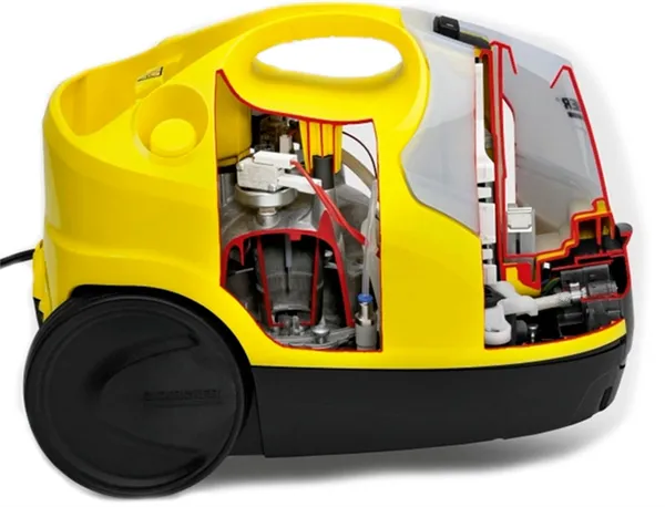 Напольный пароочиститель в разрезе