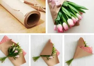 Цветы оформленные в бумагу