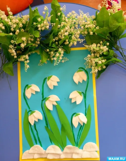 Мастер-класс по аппликации из ватных дисков «Подснежники»