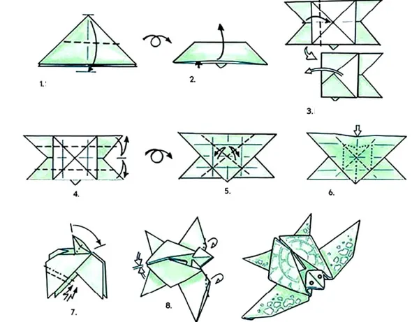Изготовление бумажной черепахи. Схема