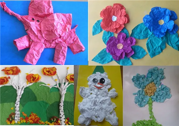 пример аппликаций из мятой бумаги