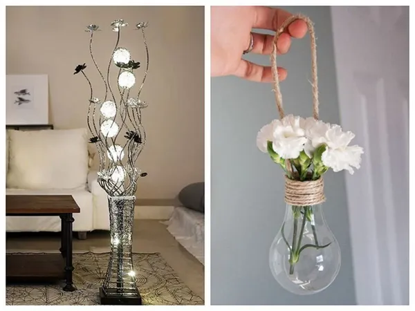 Интерьерные украшения из лампочек