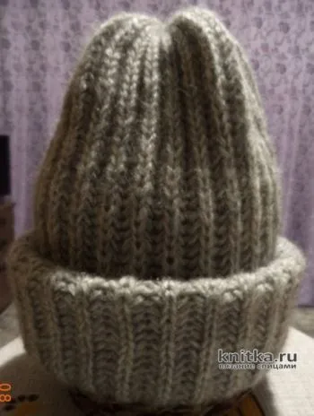 Как связать зимнюю шапку английской резинкой. Работа Анны