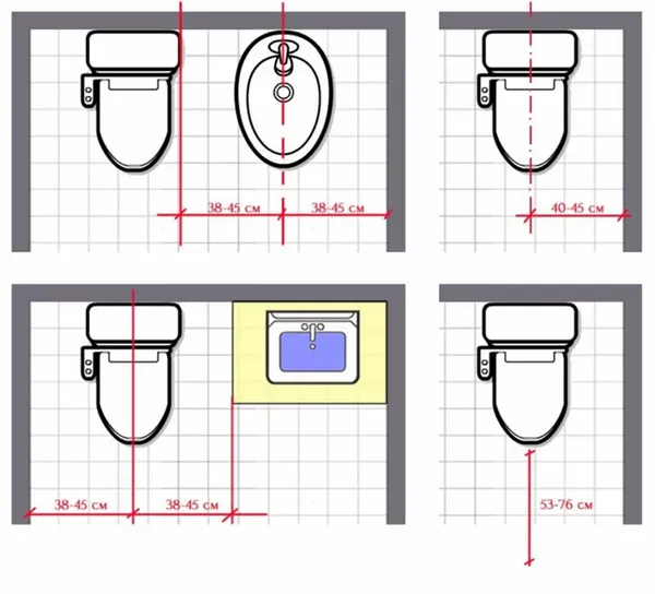 Стандартные размеры унитаза с бачком