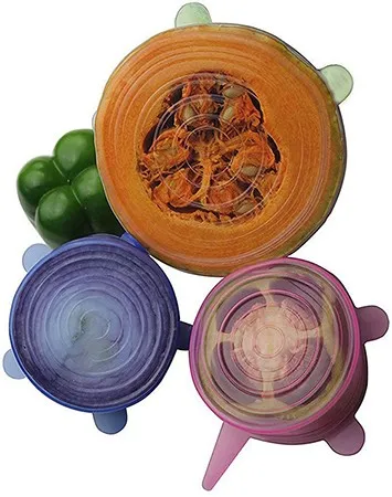 Растягивающиеся силиконовые крышки для посуды