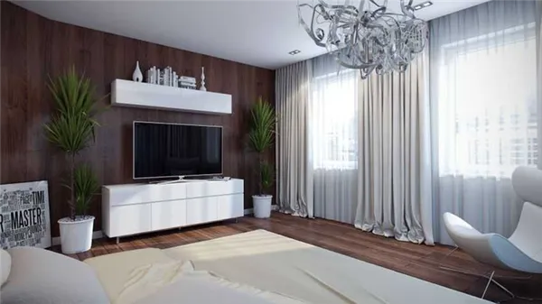 Варианты размещения телевизора в спальне. Телевизор в спальне. 4